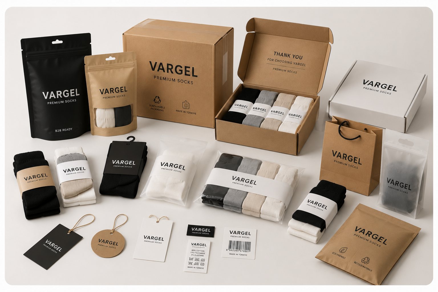 Custom sock packaging by Vargel